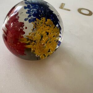 Vintage Blown Glass Abstract Paperweight - Multicolor